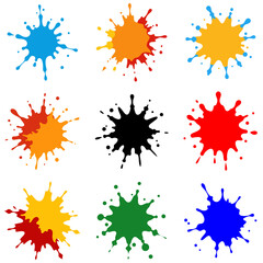 set of paint splatter stencil vector illustration