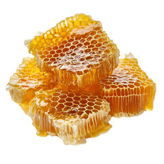 Honeycombs with Golden Honey on White Surface – Natural Sweetness Concept.