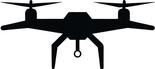 Drone with camera, Vector drone icon black design, Drone silhouette vector illustration