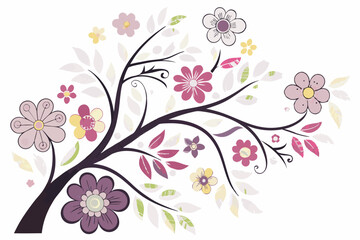 Floral Tree and Leaf Design Elements
