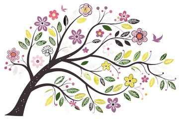 Floral Tree and Leaf Design Elements
