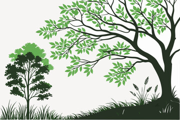 Greenery Design Elements – Tree and Leaves Vector