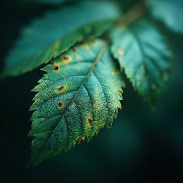 Insect Bite Marks On A Green Leaf Show Natures Resilience
