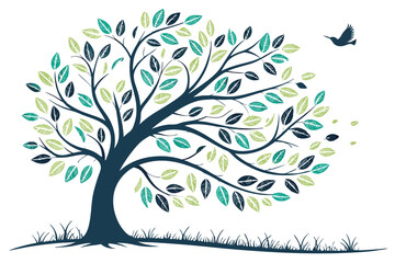 Stylized Tree with Leaves – Nature Vector Set