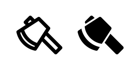 Axe icon set used for chopping wood, forestry, or heavy-duty tasks in outdoor and labor industries.