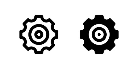 Gear icon set representing mechanical system or settings commonly used in industry or automation.
