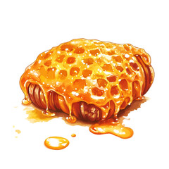 Honeycombs with Golden Honey on White Surface – Natural Sweetness Concept.