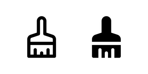 Paint brush icon set used in decorating, wall painting, or artistic projects.