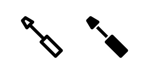 Screwdriver icon set used to represent fastening or repair tools in mechanical and electrical work.