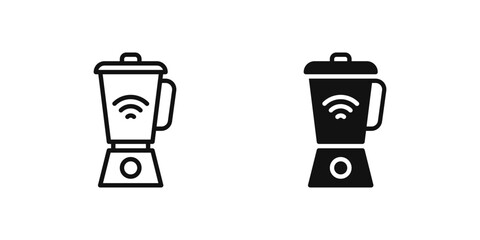 Blender icon set showing smart kitchen appliance for blending food or drinks.
