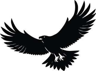 Bald eagle soaring in black and white sketch, symbol of freedom, Flying Bald Eagle black and white Silhouette vector