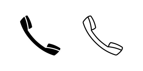 Phone handle icon set used to symbolize call and communication.