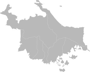 Obraz premium Ngabe-Bugle, Panama – administrative vector map with district boundaries (Web Mercator projection, PPT-compatible & fully editable)