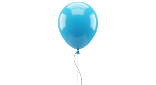 3D Blue Balloon Isolated Celebration Party Decoration with Ribbon PNG
