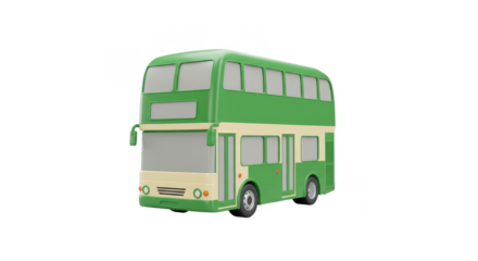 3D Illustration Green Double Decker Bus For Urban Public Transport Isolated