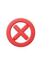 Obraz premium 3D Red Cross Symbol Of Cancellation Removal Error And Rejection
