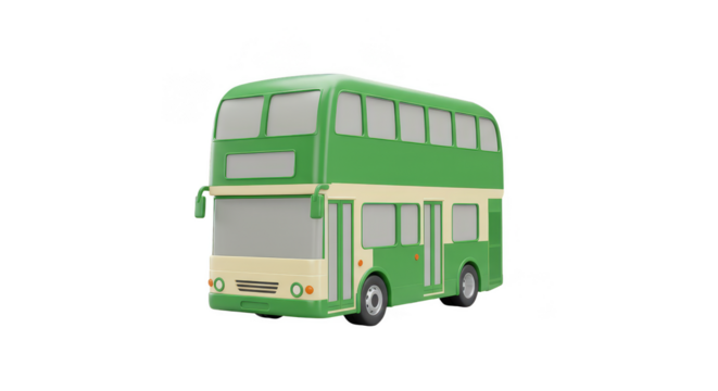 3D Illustration Green Double Decker Bus For Urban Public Transport Isolated
