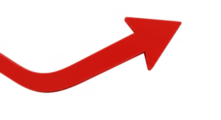 3d Illustration of a Red Arrow Symbol Pointing Upwards on Transparency