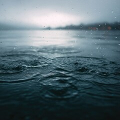Rain On A Lake Sounding Like Natures Gentle Drum