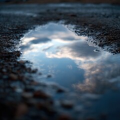 Puddle Reflections Acting As Natures Tiny Mirror