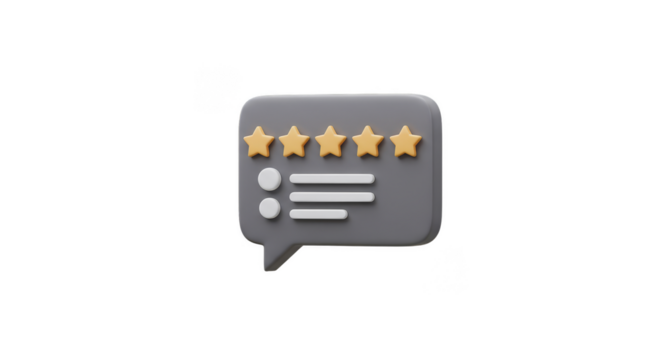 3d Render Icon of Gold Star Customer Feedback in Grey Bubble Isolated - Powered by Adobe