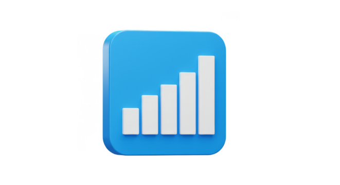 3d Render Icon of Signal Graph in Blue and White on Transparent Background