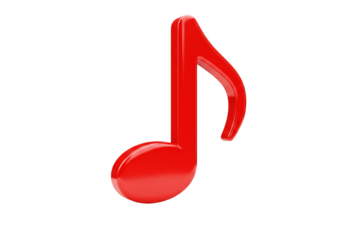 3d Render of Eighth Music Note in Red Isolated on Transparent Background