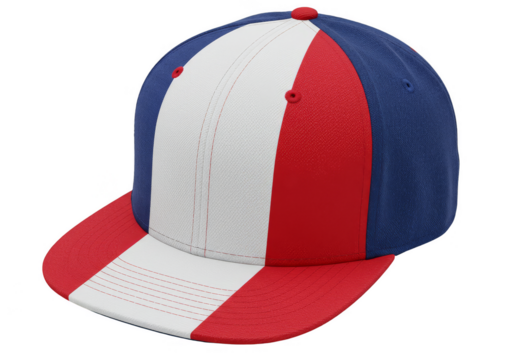 3d Render of a Red White and Blue Fashion Cap on Transparent Background