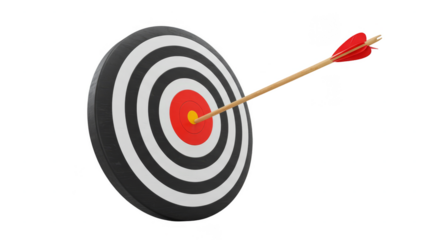 3d Render of Target and Arrow for Success Bullseye Achievement Goal