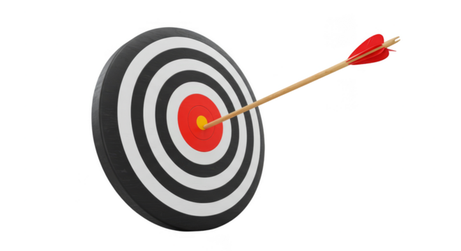 3d Render of Target and Arrow for Success Bullseye Achievement Goal