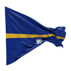 3d Render Waving Nauru National Flag with Blue and Yellow Colors