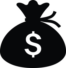 Money Bag Silhouette Vector, Money Bag Clipart, Money bag icon vector design