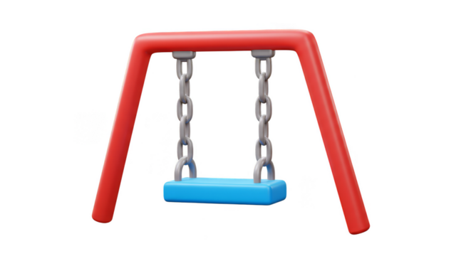 3d Rendered Swing Set With Red Frame for Outdoor Playgrounds on Transparent