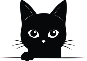 A black cat peeking vector animal silhouette, Black Cat Peeking vector design