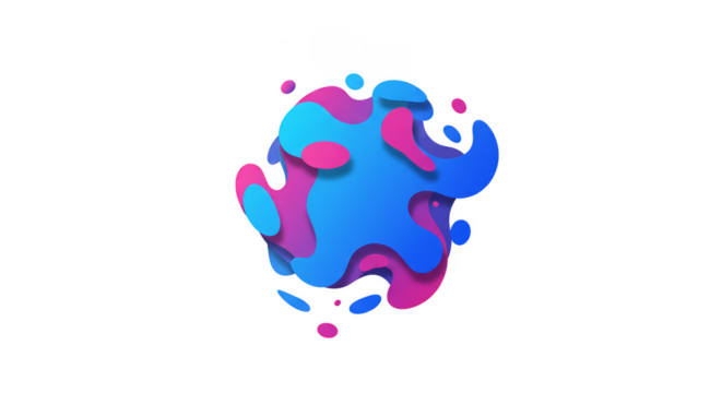 Abstract Fluid Shape Gradient Blob Element on Transparent Background