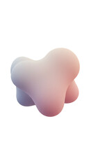 Abstract 3D Rendering of Soft Pink Blob Shape with Transparent Background