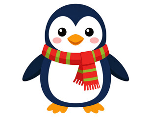 Obraz premium Cute penguin with scarf — PNG Transparent Background 