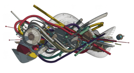 Abstract Colorful Wires Pipes on Transparent Background Modern Design