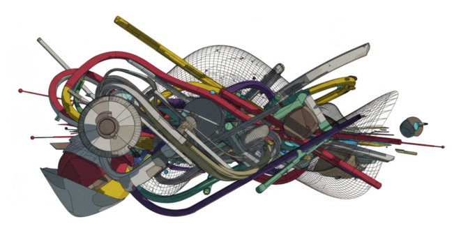 Abstract Colorful Wires Pipes on Transparent Background Modern Design