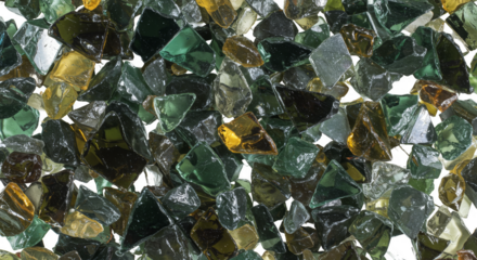 Abstract Green and Yellow Glass Pieces Transparent Background Texture