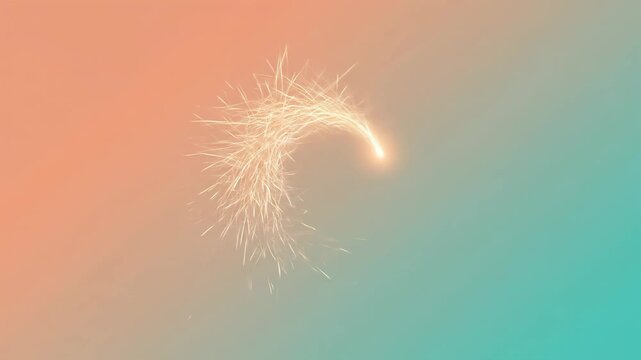 Curved light trail with spark effects on vibrant gradient background for abstract design
 - Powered by Adobe