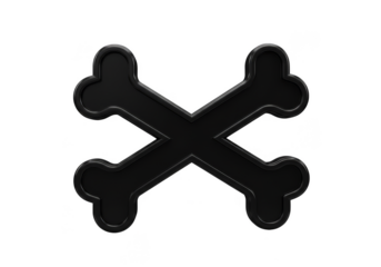 Black Bones Crossbones Isolated On Transparent Background Illustration