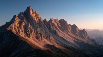 Naklejka premium The Radiant Glow Of A Majestic Mountain Range At Sunrise