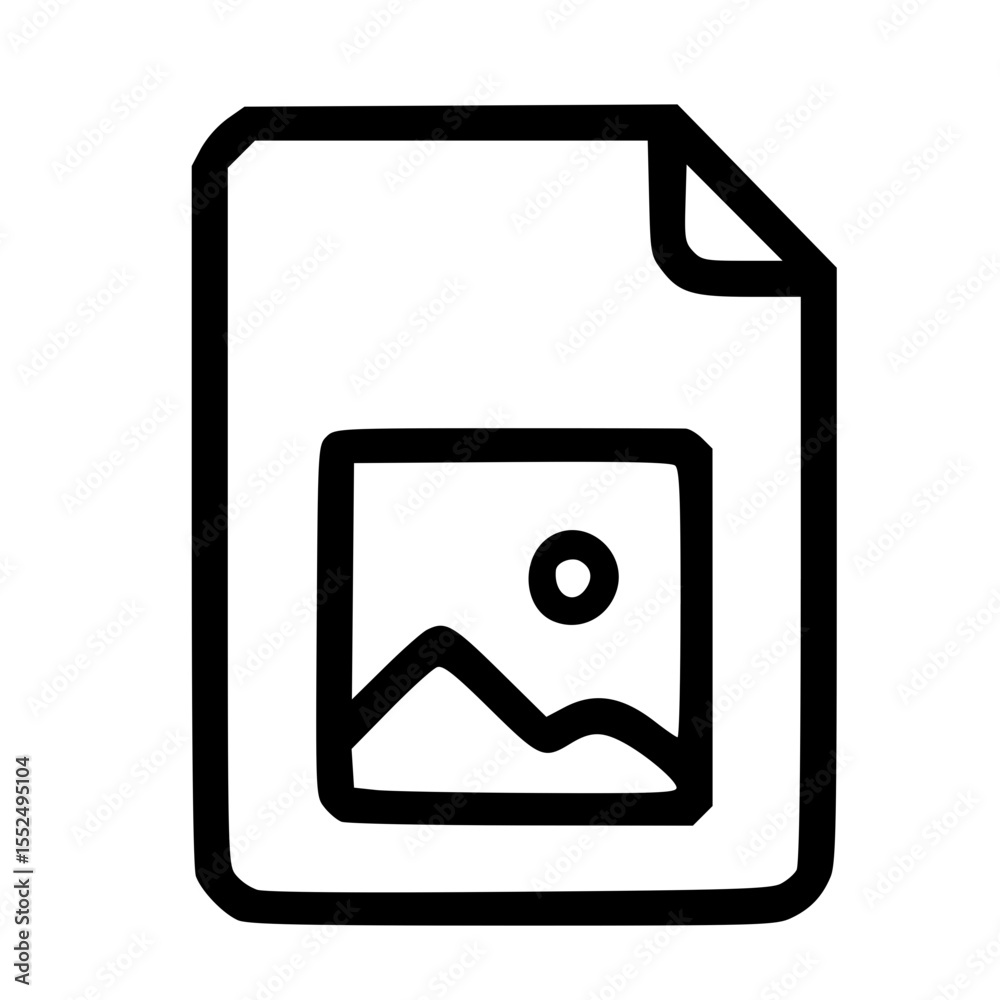 Poster simple outline style file image icon with landscape inside document