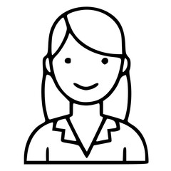 Fototapeta premium Simple Line Art Woman Smiling Person Avatar Profile Icon Shape