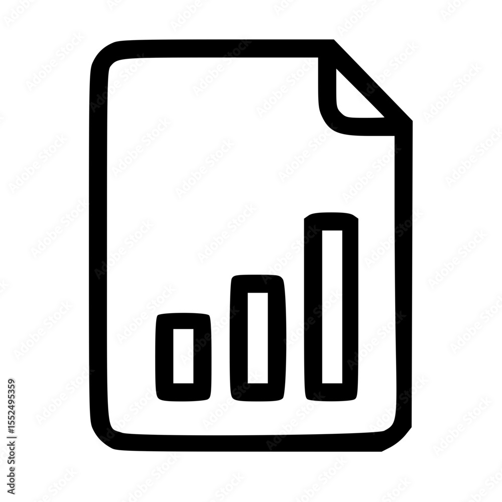 Poster handdrawn outline document with bar chart statistic data file icon