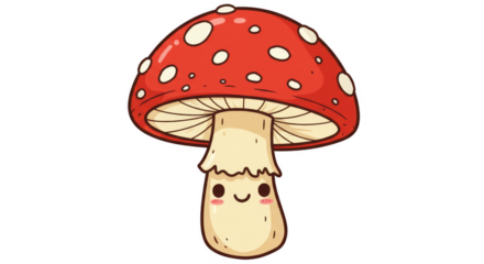 Cute Cartoon Mushroom Vector Illustration Fungi Isolated Agaric
