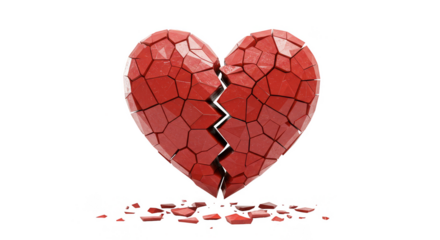 Broken Heart 3D Rendering Isolated on Transparent Background