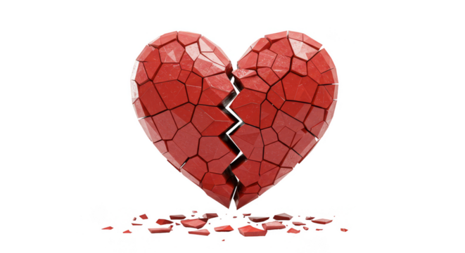 Broken Heart 3D Rendering Isolated on Transparent Background