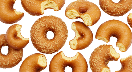 Delicious Sugar Donuts Isolated on Transparent Background Sweet Bakery